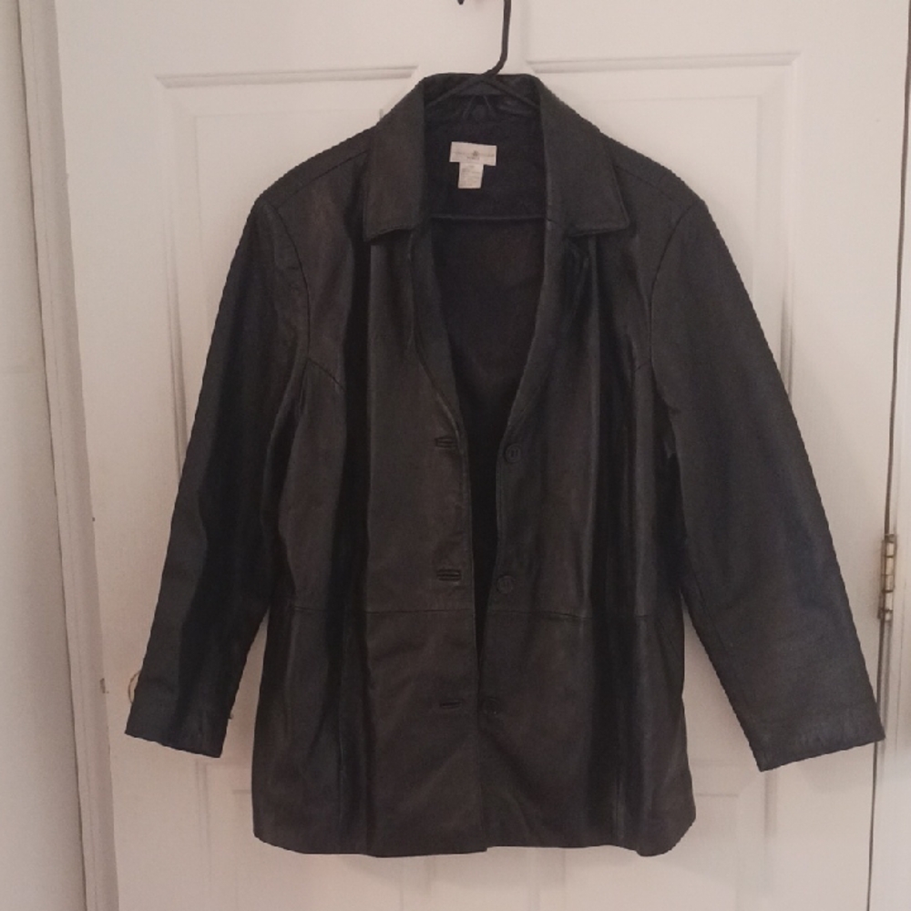Preswick & Moore Black Leather Jacket Tailored Fit